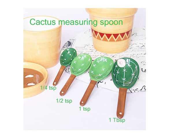 Ceramic Cactus Measuring Spoons (5 Piece Set)