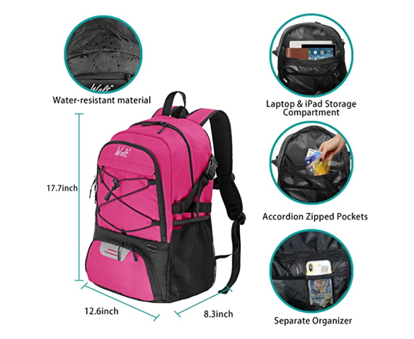 pink large basketball backpack sports bag