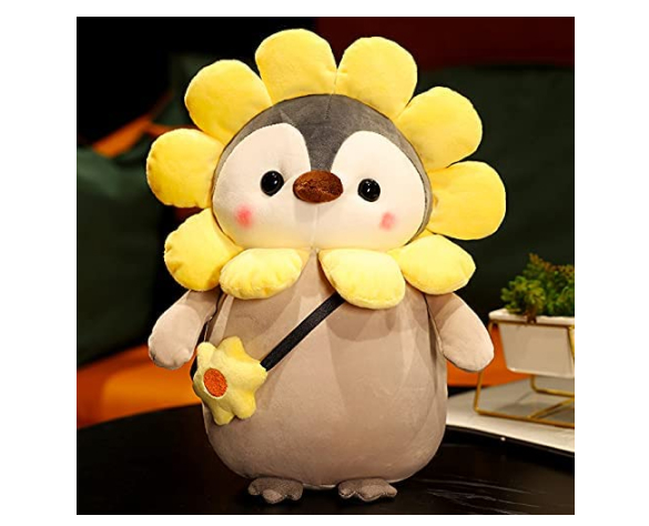 Seyomi Cute Penguin Flower Plush Stuffed Animal Penguin Plushies with Yellow Flower Outfit，Gifts for Kids